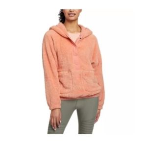 Eddie Bauer quest plush fleece hoodie pullover half nwot apricot small